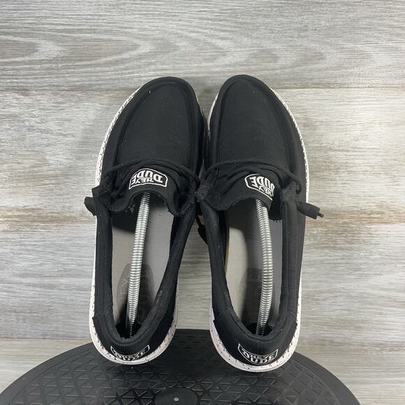 Hey Dude Men's Wally Slub Black Canvas Sneakers Size 12 - Picture 6 of 8